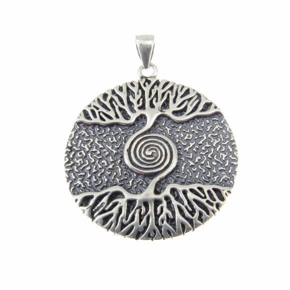 Solid 925 Sterling Silver Celtic Spiral and Roots Tree of Life Viking Pendant - Picture 4 of 9